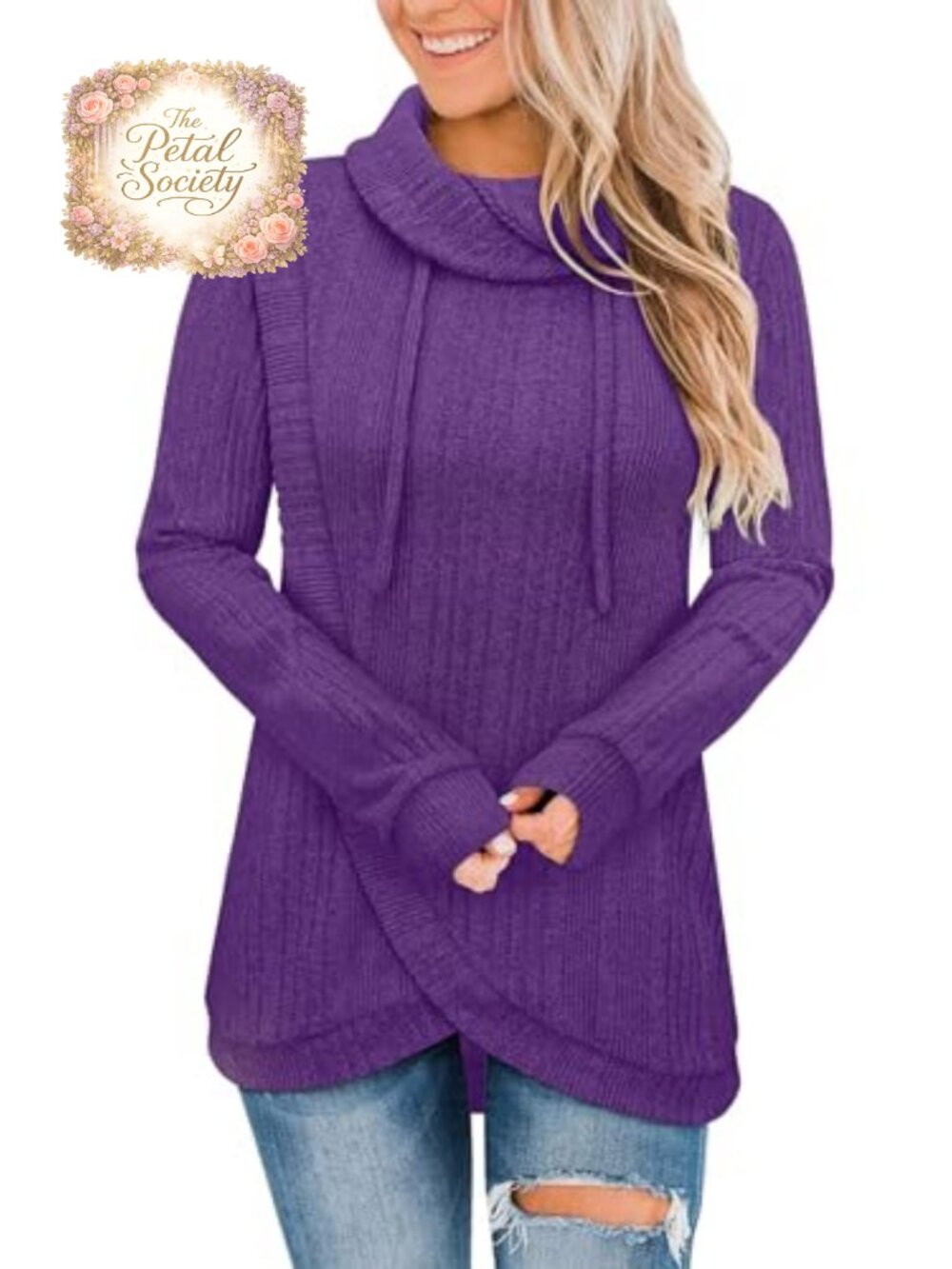 Tunic Sweater Turtleneck Pullover Lightweight Loose Fit Women's Top